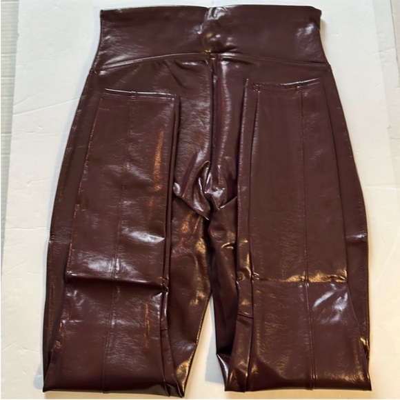 SPANX Medium Regular Leggings Faux Leather Patent Leggings in Ruby NWT - Picture 4 of 11